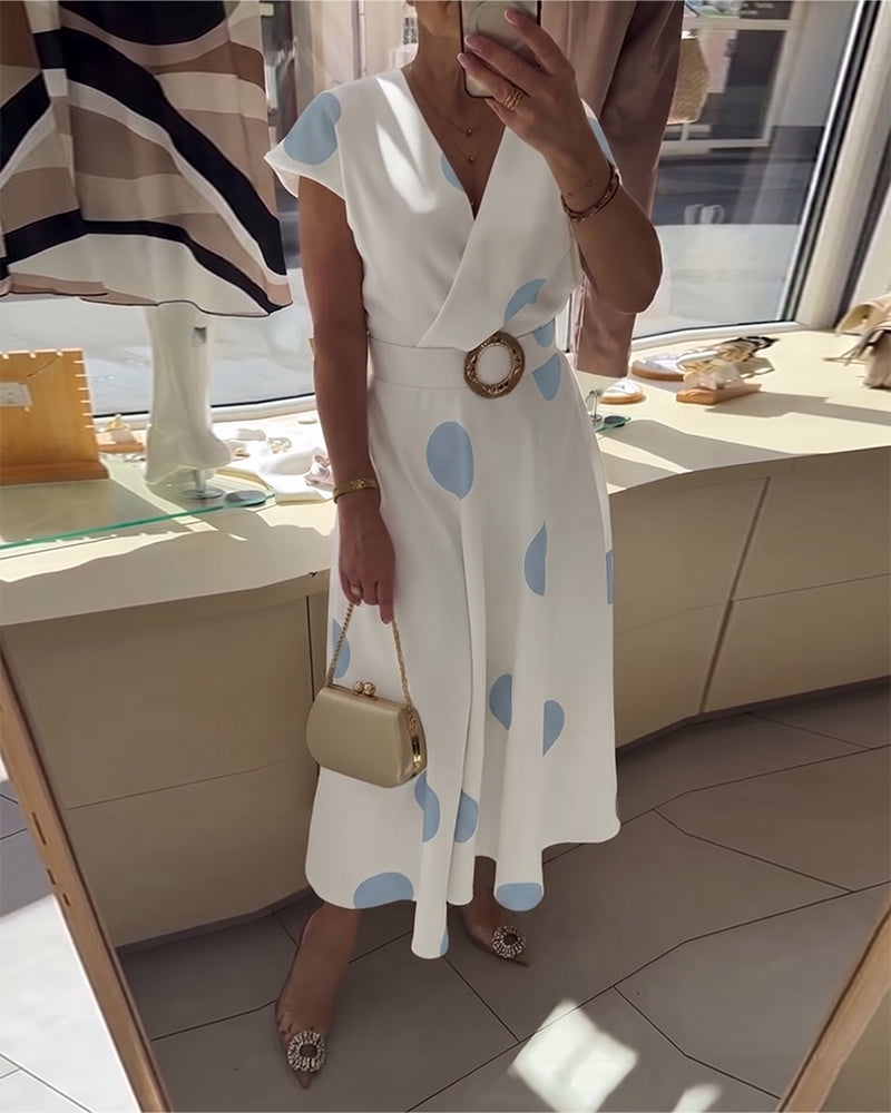 Kaelum™ | Vestido midi para mujer con lunares y escote en V