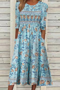 Petra™ | Vestido acampanado con estampado floral para mujer | Mangas 3/4