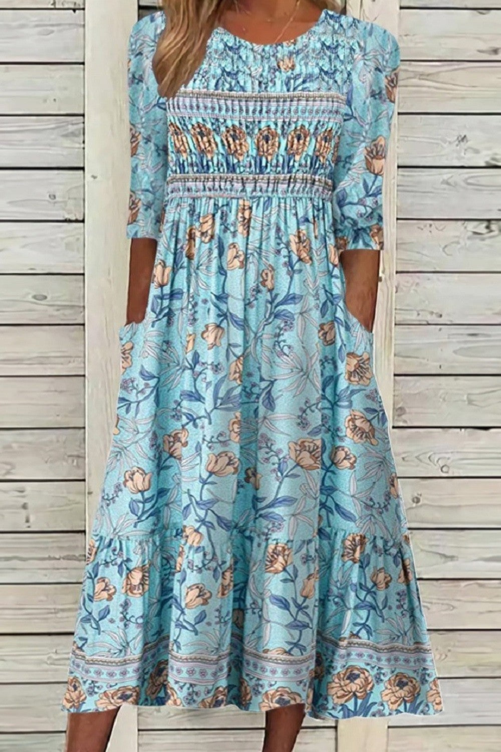 Petra™ | Vestido acampanado con estampado floral para mujer | Mangas 3/4