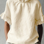 Yuna™ | Blusa Casual de Color Sólido con Cuello Elegante