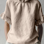 Yuna™ | Blusa Casual de Color Sólido con Cuello Elegante