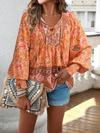 Zulene™ | Top floral bohemio fluido