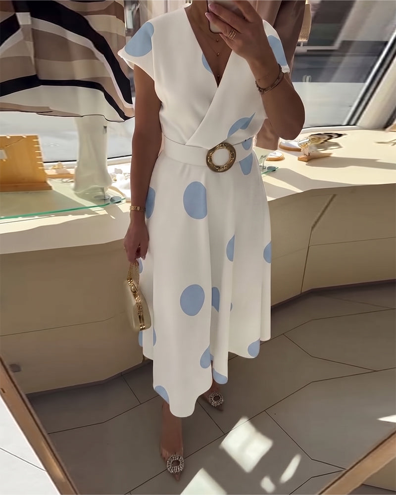 Kaelum™ | Vestido midi para mujer con lunares y escote en V