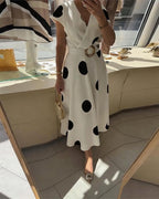 Kaelum™ | Vestido midi para mujer con lunares y escote en V