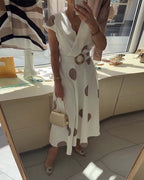 Kaelum™ | Vestido midi para mujer con lunares y escote en V