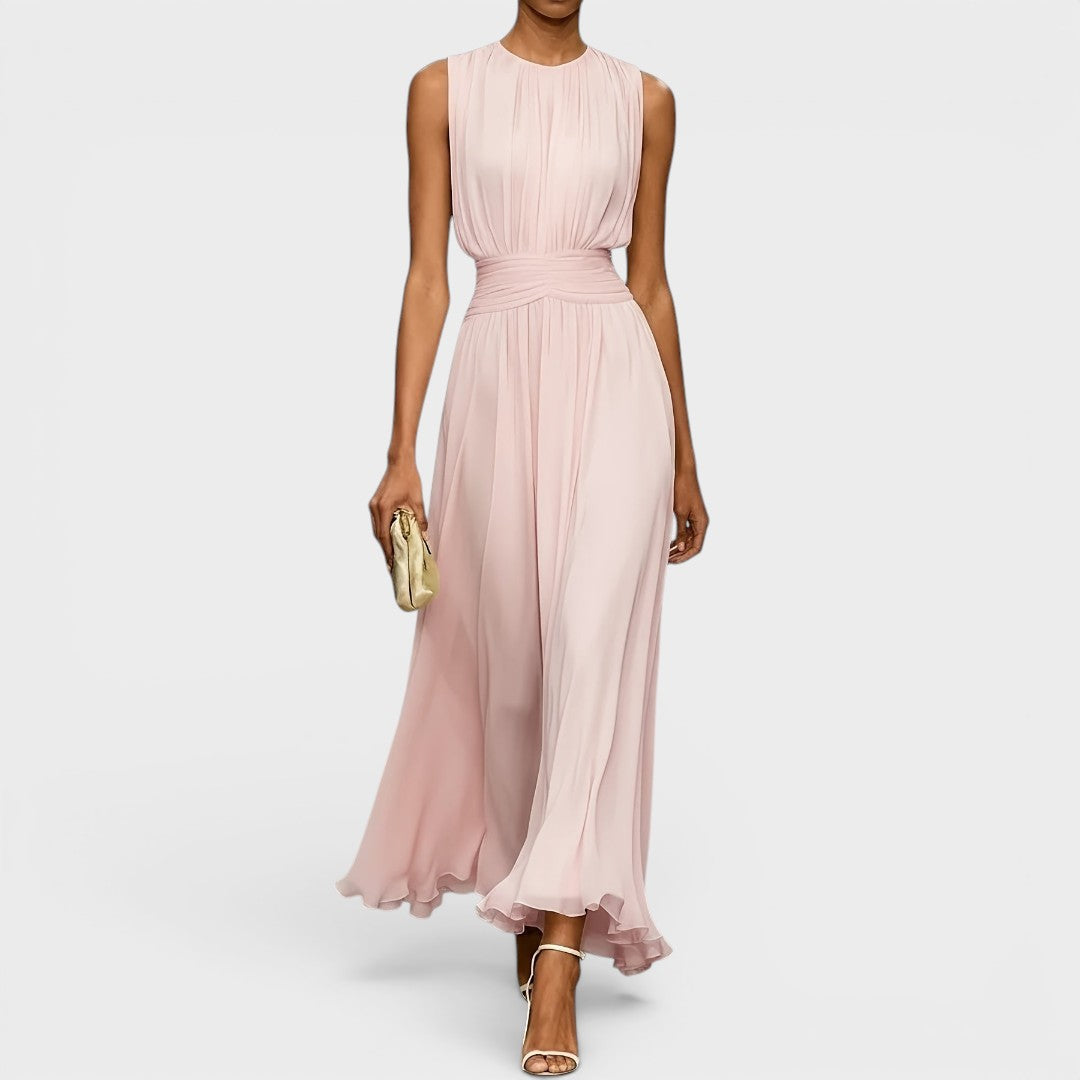 Evadne - Vestido midi drapeado de gama alta