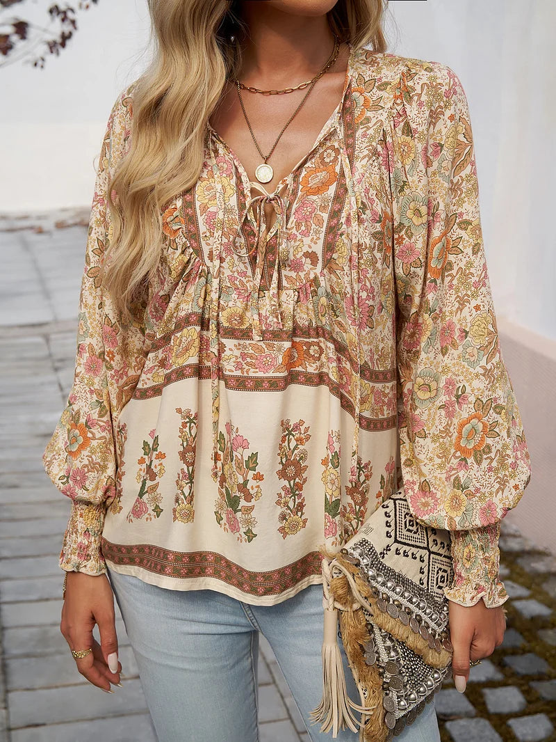 Zulene™ | Top floral bohemio fluido
