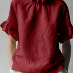 Yuna™ | Blusa Casual de Color Sólido con Cuello Elegante