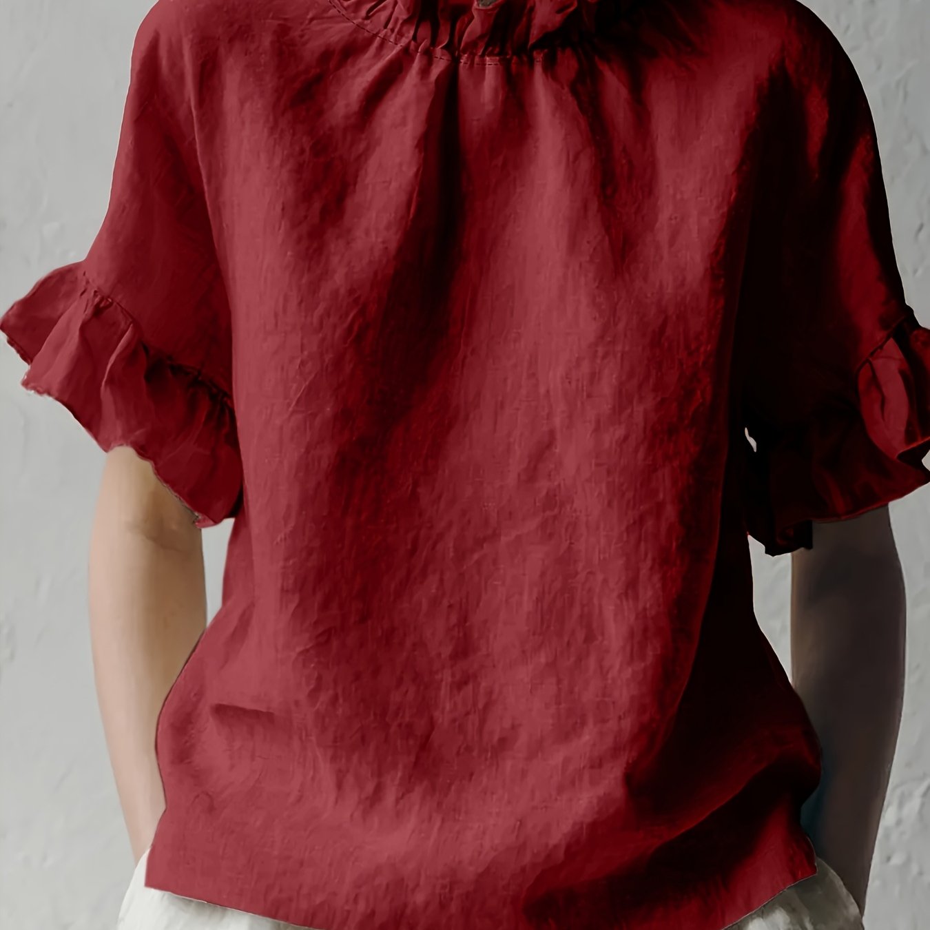 Yuna™ | Blusa Casual de Color Sólido con Cuello Elegante