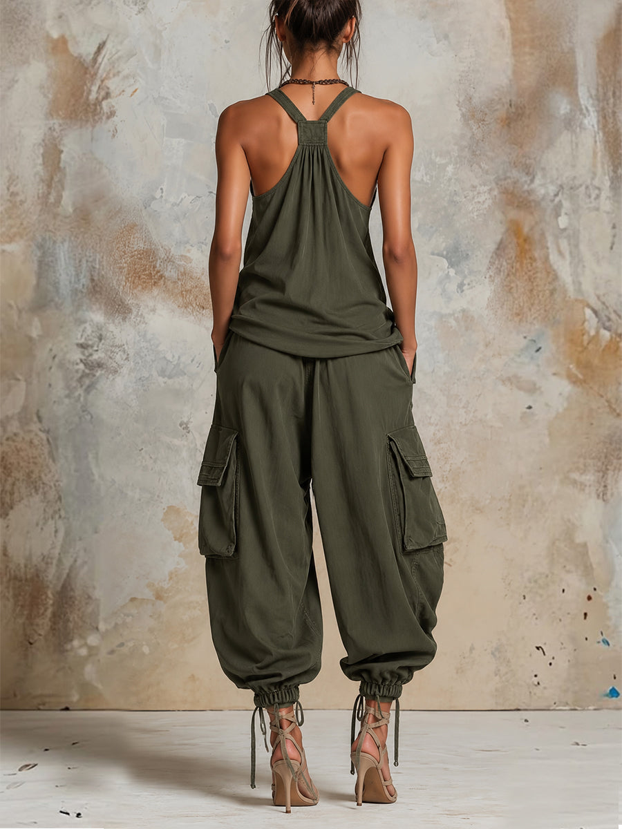 Vion™ | Conjunto de dos piezas compuesto por un chaleco informal y cómodo de lino y algodón y unos pantalones tipo linterna