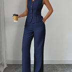 Malia™ | Conjunto Elegante de Chaleco con Escote en V y Pantalón Recto
