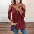 Virel™ | Blusa de encaje con hombros al aire y cremallera para mujer