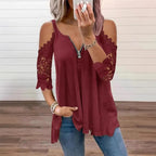 Virel™ | Blusa de encaje con hombros al aire y cremallera para mujer