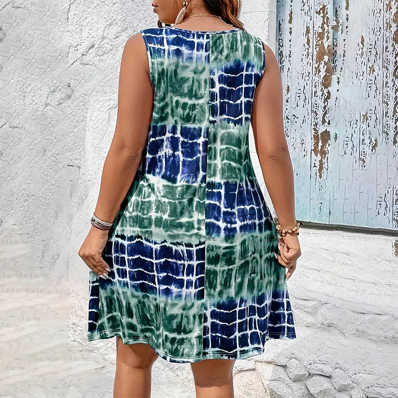 📢📢 50% OFF!! ⏰ Women's Sleeveless V-Neck Tie-Dye Dress 👗✨