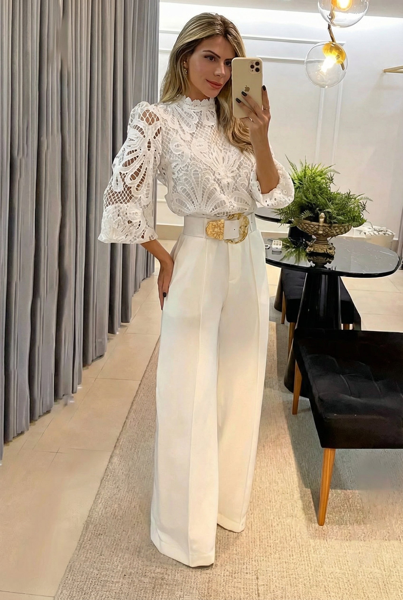 Sireva™ | Conjunto Elegante de Blusa y Pantalón con Caída Fluida