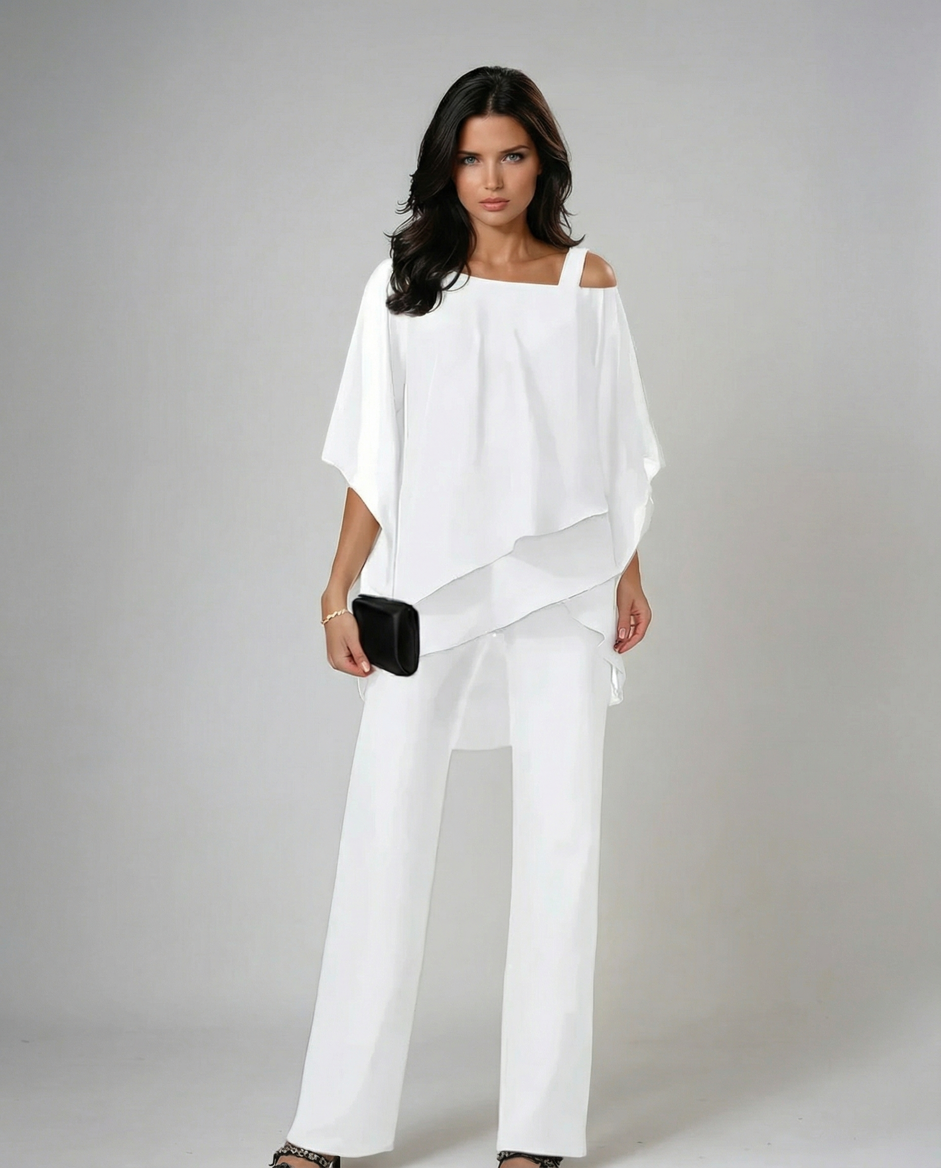 Orosette™ | Conjunto moderno de top asimétrico y pantalón amplio