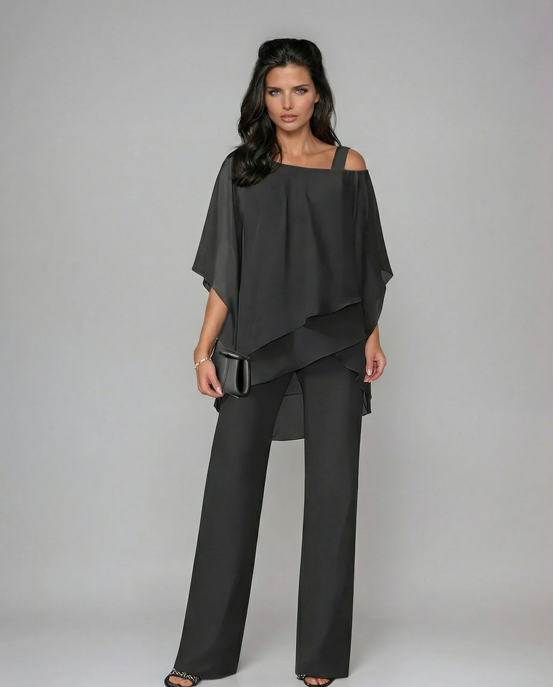 Orosette™ | Conjunto moderno de top asimétrico y pantalón amplio