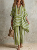 Elliotte | Conjunto de túnica a rayas y pantalones de pierna ancha