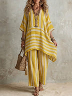 Elliotte | Conjunto de túnica a rayas y pantalones de pierna ancha