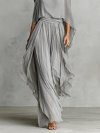 Marvynne™ | Conjunto fluido gris con top de tirantes y pantalones ligeros
