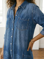 Saylor | Mono denim de algodón suave con lavado vintage y cierre de botones