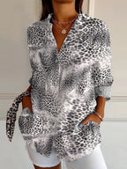 Zunai™ | Camisa informal de mujer con estampado de leopardo