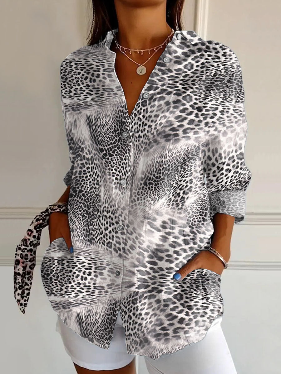 Zunai™ | Camisa informal de mujer con estampado de leopardo