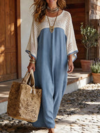 Aurum™ | Vestido vaquero con paneles de punto, elegante y cómodo
