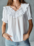 Vexta™ | Elegante camisa de mujer con volantes, de estilo informal, confeccionada en algodón y lino.