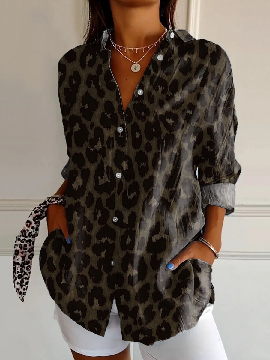 Kitra™ | Camisa informal de mujer con estampado de leopardo