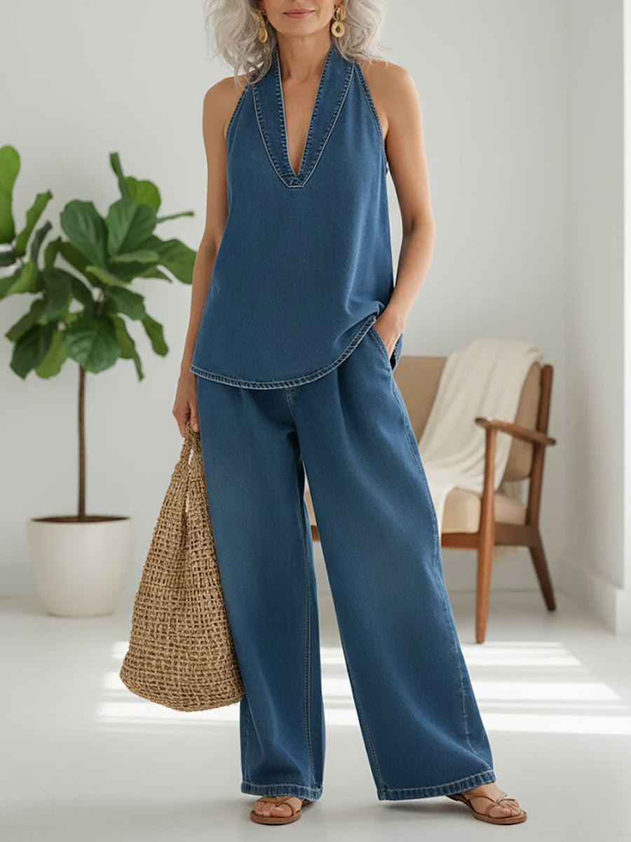 Saylor | Conjunto de dos piezas con efecto vaquero suave y lavado vintage