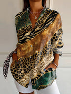 Xaya™ | Camisa informal de manga larga con estampado de leopardo para mujer