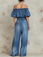 Oake™ | Top informal de estilo retro con hombros al aire y pantalones