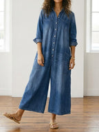 Saylor | Mono denim de algodón suave con lavado vintage y cierre de botones