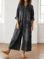Saylor | Mono denim de algodón suave con lavado vintage y cierre de botones