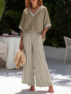 Amélia | Chic Striped Linen and Cotton Suit for Effortless Elegance