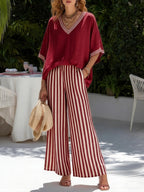 Amélia | Chic Striped Linen and Cotton Suit for Effortless Elegance