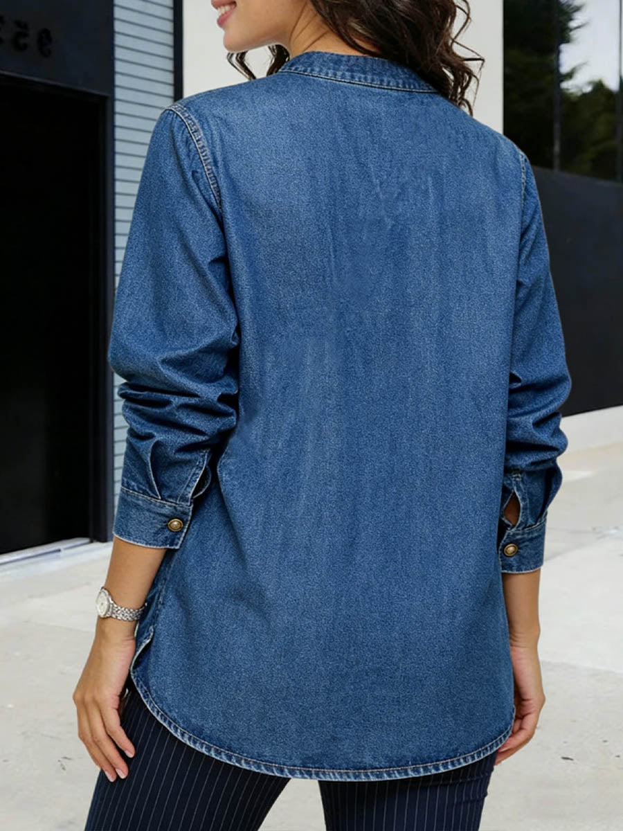 Kryon™ | Camiseta informal de denim de mujer, de cuello redondo