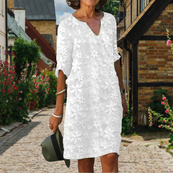 Zene™ | Vestido de verano de mujer con cuello en V, estampado floral y mangas 3/4