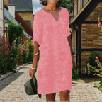 Zene™ | Vestido de verano de mujer con cuello en V, estampado floral y mangas 3/4