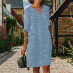 Zene™ | Vestido de verano de mujer con cuello en V, estampado floral y mangas 3/4