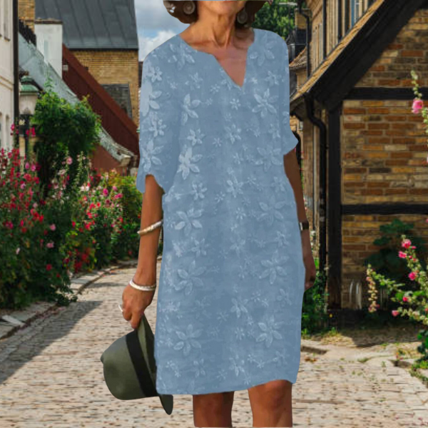 Zene™ | Vestido de verano de mujer con cuello en V, estampado floral y mangas 3/4