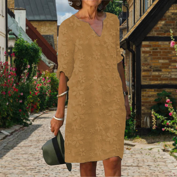 Zene™ | Vestido de verano de mujer con cuello en V, estampado floral y mangas 3/4