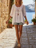 Nexa™ | Blusa De Lino Blanco Chic