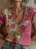 Bla™ | Camiseta informal para mujer, rosa con estampado floral