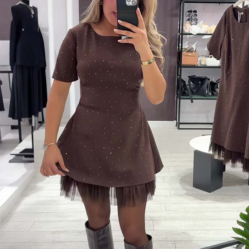 Rovienna™  | Vestido corto con encaje y brillo sofisticado