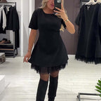 Rovienna™  | Vestido corto con encaje y brillo sofisticado