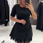 Rovienna™  | Vestido corto con encaje y brillo sofisticado