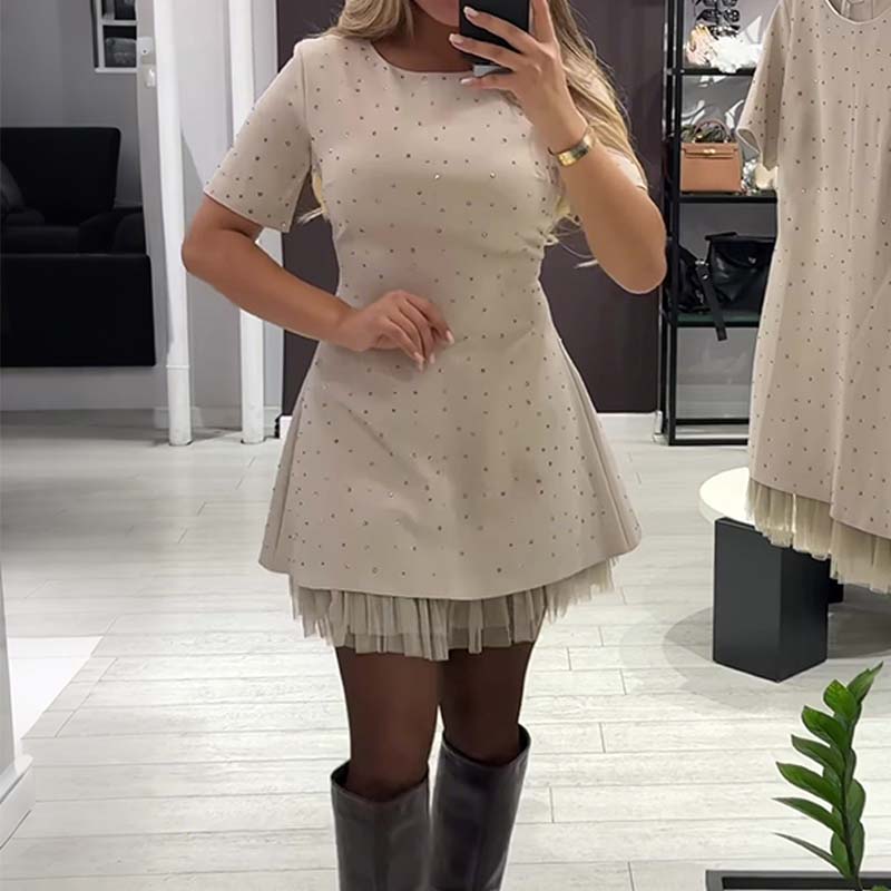 Rovienna™  | Vestido corto con encaje y brillo sofisticado
