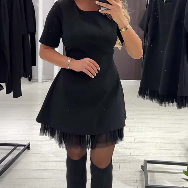 Rovienna™  | Vestido corto con encaje y brillo sofisticado